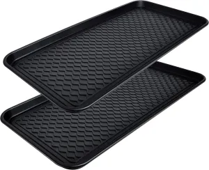 2 Packs Waterproof Large Shoe Tray, All Purpose in Door and Out Door Boot Mat for Entryway Pet Food Tray Floor Protection Durable Shoe Organizer 30" x 15" x 1.2"