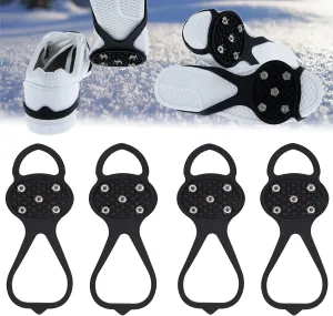 2 Pair Universal Non-Slip Ice Gripper Spikes, Durable Snow Grips for Shoes, Boot, 5 Steel Walk Traction Cleats