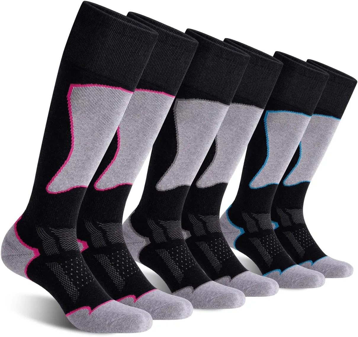 2/3 Pack Women's Ski Socks for Skiing Snowboarding Warm Winter Thermal Socks