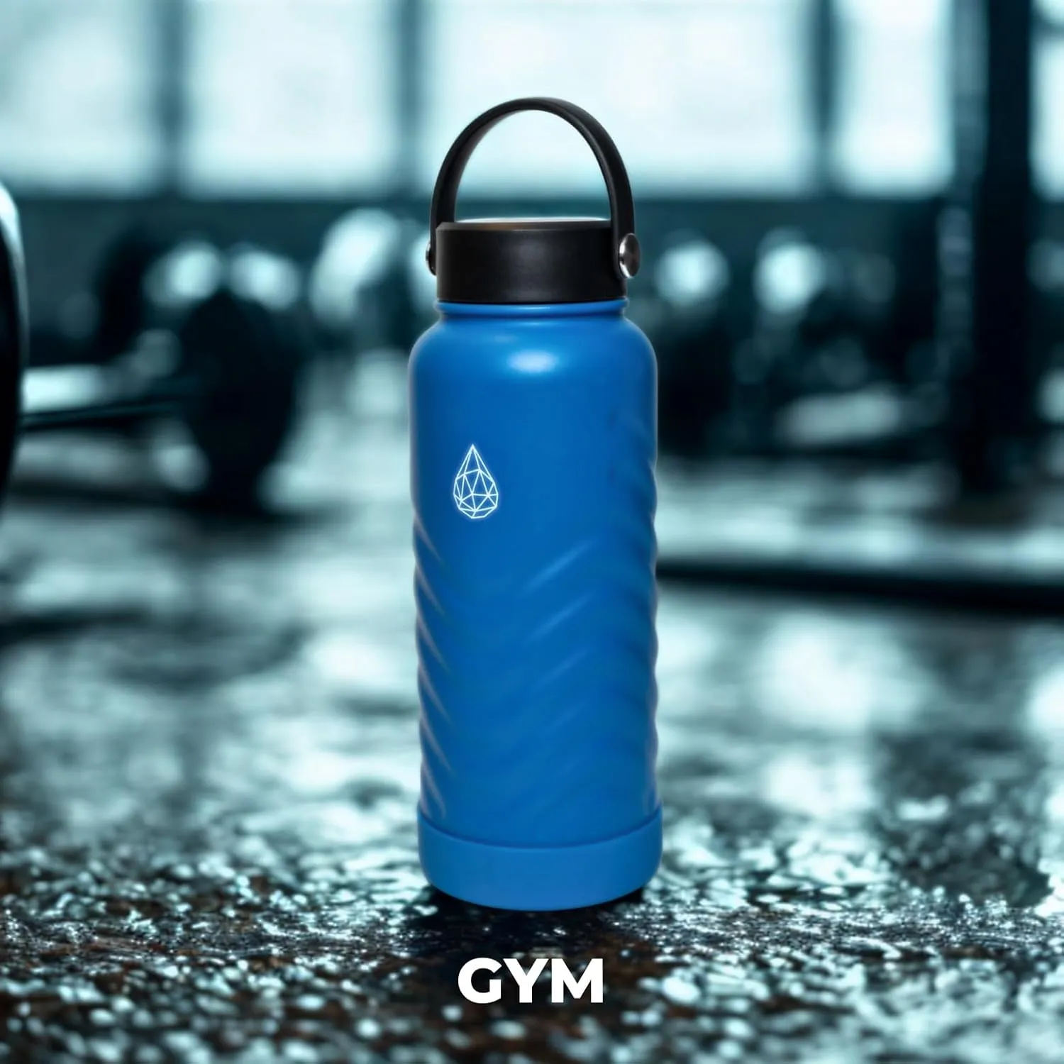 24oz Insulated Water Bottle,Stainless Steel Water Bottle with 2 Lids (Straw and Handle Lid),Fluid Scale,Wide Mouth,BPA-Free,Metal Water Bottles Keep Hot and Cold,Double Walled,Blue