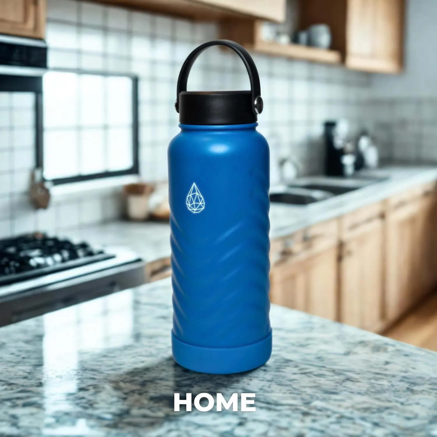 24oz Insulated Water Bottle,Stainless Steel Water Bottle with 2 Lids (Straw and Handle Lid),Fluid Scale,Wide Mouth,BPA-Free,Metal Water Bottles Keep Hot and Cold,Double Walled,Blue