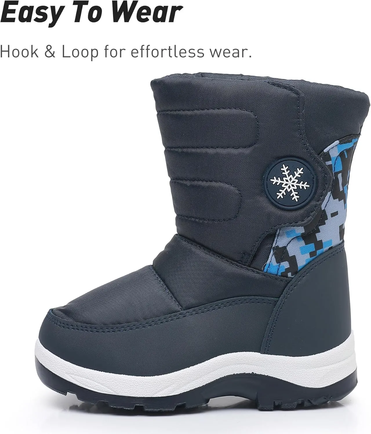 Ahannie Toddler Girls Warm Snow Boots, Kid Outdoor Insulated Winter Boot with Side Zipper