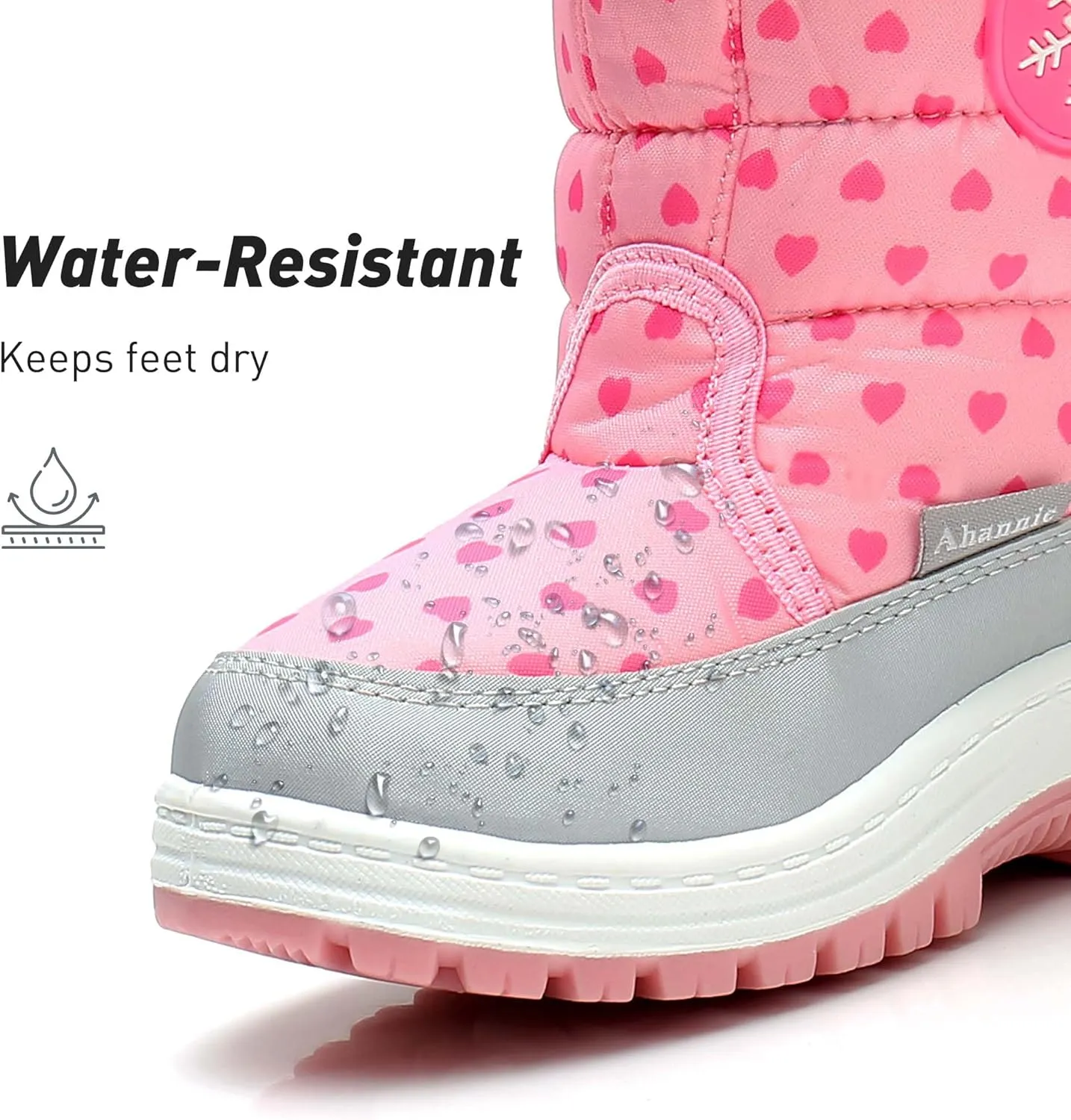 Ahannie Toddler Girls Warm Snow Boots, Kid Outdoor Insulated Winter Boot with Side Zipper
