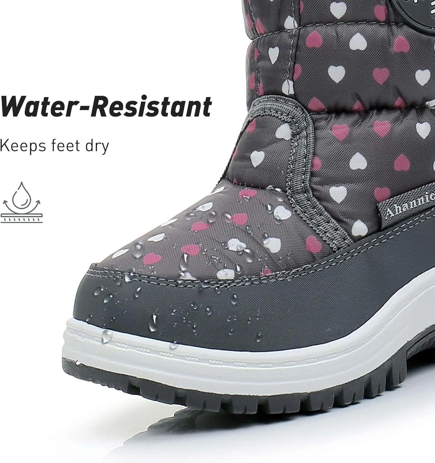 Ahannie Toddler Girls Warm Snow Boots, Kid Outdoor Insulated Winter Boot with Side Zipper