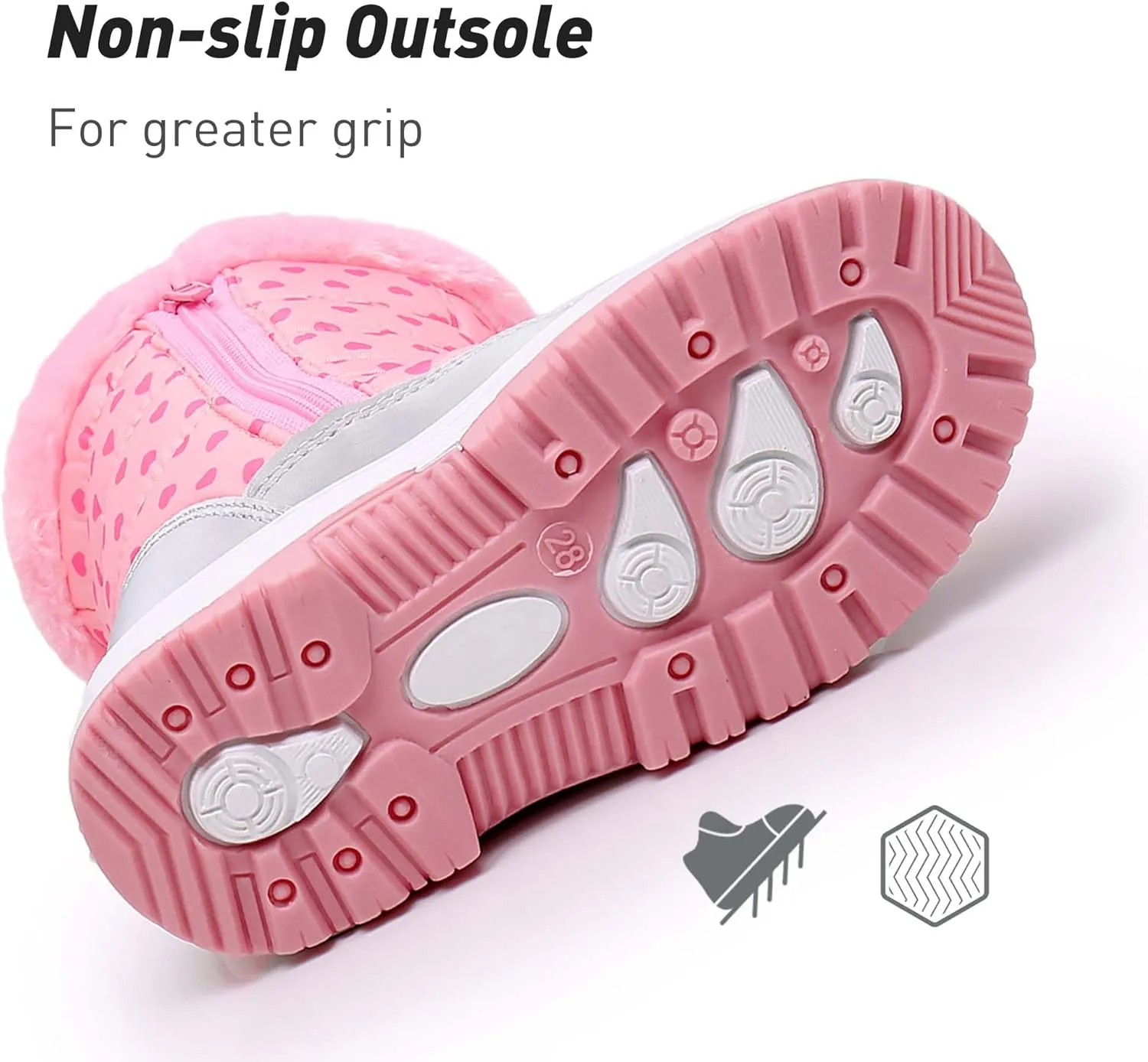 Ahannie Toddler Girls Warm Snow Boots, Kid Outdoor Insulated Winter Boot with Side Zipper