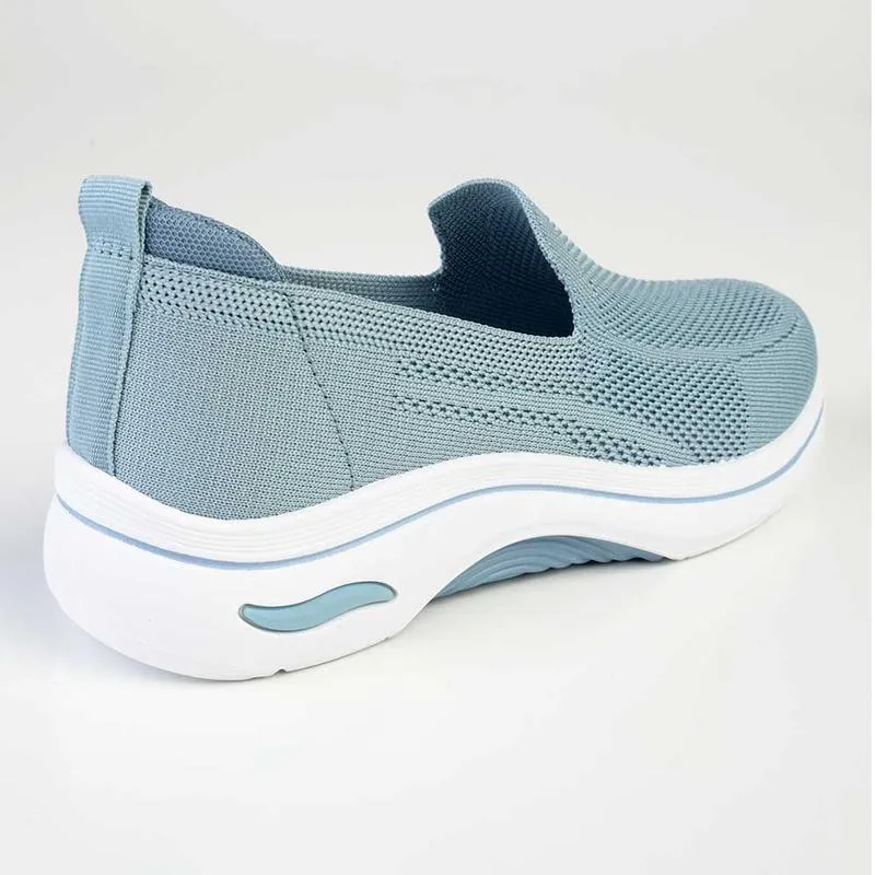 Alessio Fly Knit Slip On Sneaker  - Petrol Blue / White
