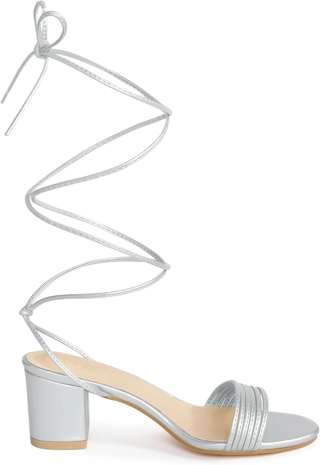Allegra K Women's Sparkle Strappy Lace Up Block Heels Sandals