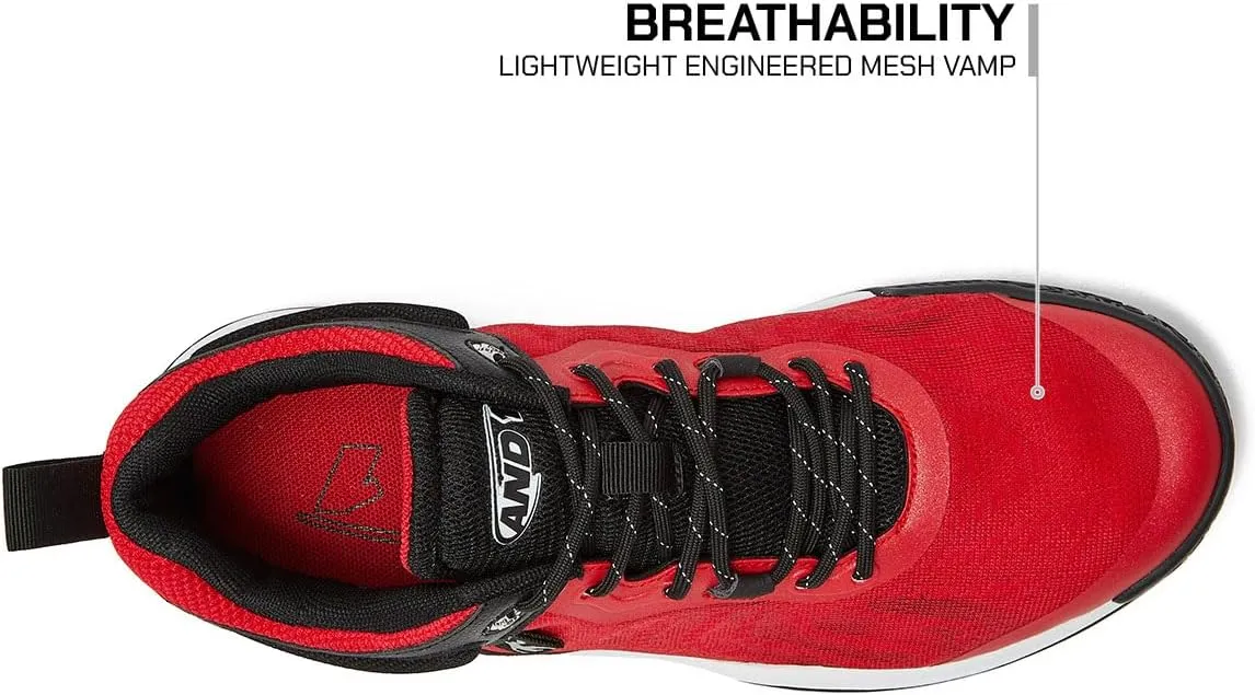 AND1 Prospect Athletic Shoes for Men, Basketball Shoes or Mens Running Sneakers, Red, Black or White Sizes 7 to 16