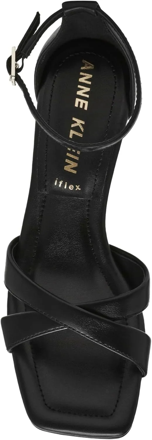 Anne Klein Womens JOSS Criss-Cross Faux Leather Ankle Strap