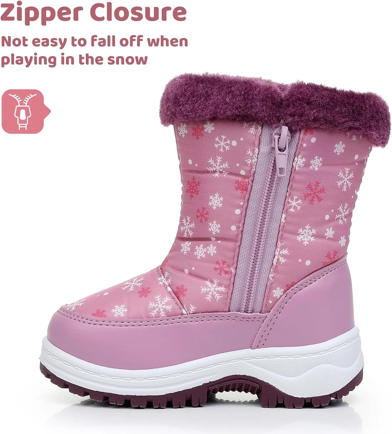 Apakowa Kids Boys Girls Cold Weather Water Resistant Winter Snow Boots (Toddler/Little Kid/Big Kid)