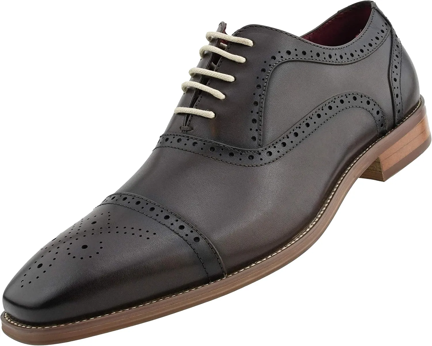 Asher Green AG114 Men's Genuine Leather Oxfords, Cap Toe, Lace Up, Brogue - Teal, Tan, Brown, Green, Grey