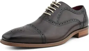 Asher Green AG114 Men's Genuine Leather Oxfords, Cap Toe, Lace Up, Brogue - Teal, Tan, Brown, Green, Grey
