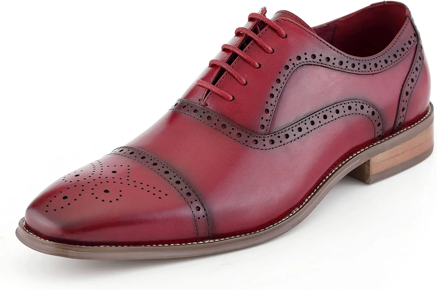 Asher Green AG114 Men's Genuine Leather Oxfords, Cap Toe, Lace Up, Brogue - Teal, Tan, Brown, Green, Grey