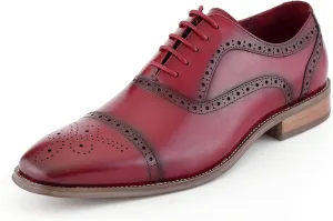 Asher Green AG114 Men's Genuine Leather Oxfords, Cap Toe, Lace Up, Brogue - Teal, Tan, Brown, Green, Grey