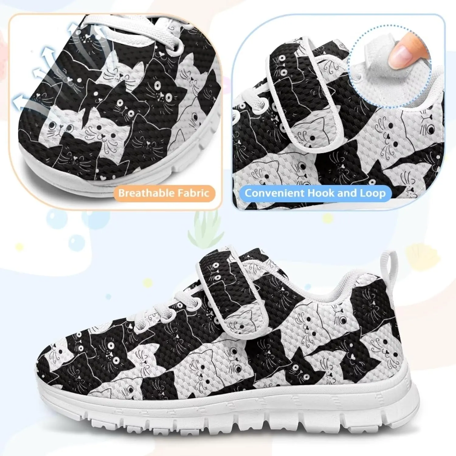 Athletic Sneaker for Boys Girls Casual Hiking Shoes Non Slip Tennis Fitness Walking Strap Sneakers