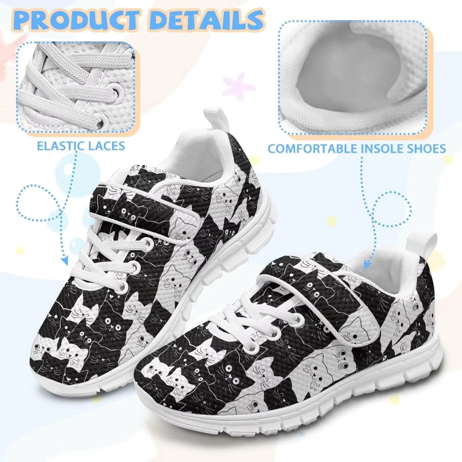 Athletic Sneaker for Boys Girls Casual Hiking Shoes Non Slip Tennis Fitness Walking Strap Sneakers