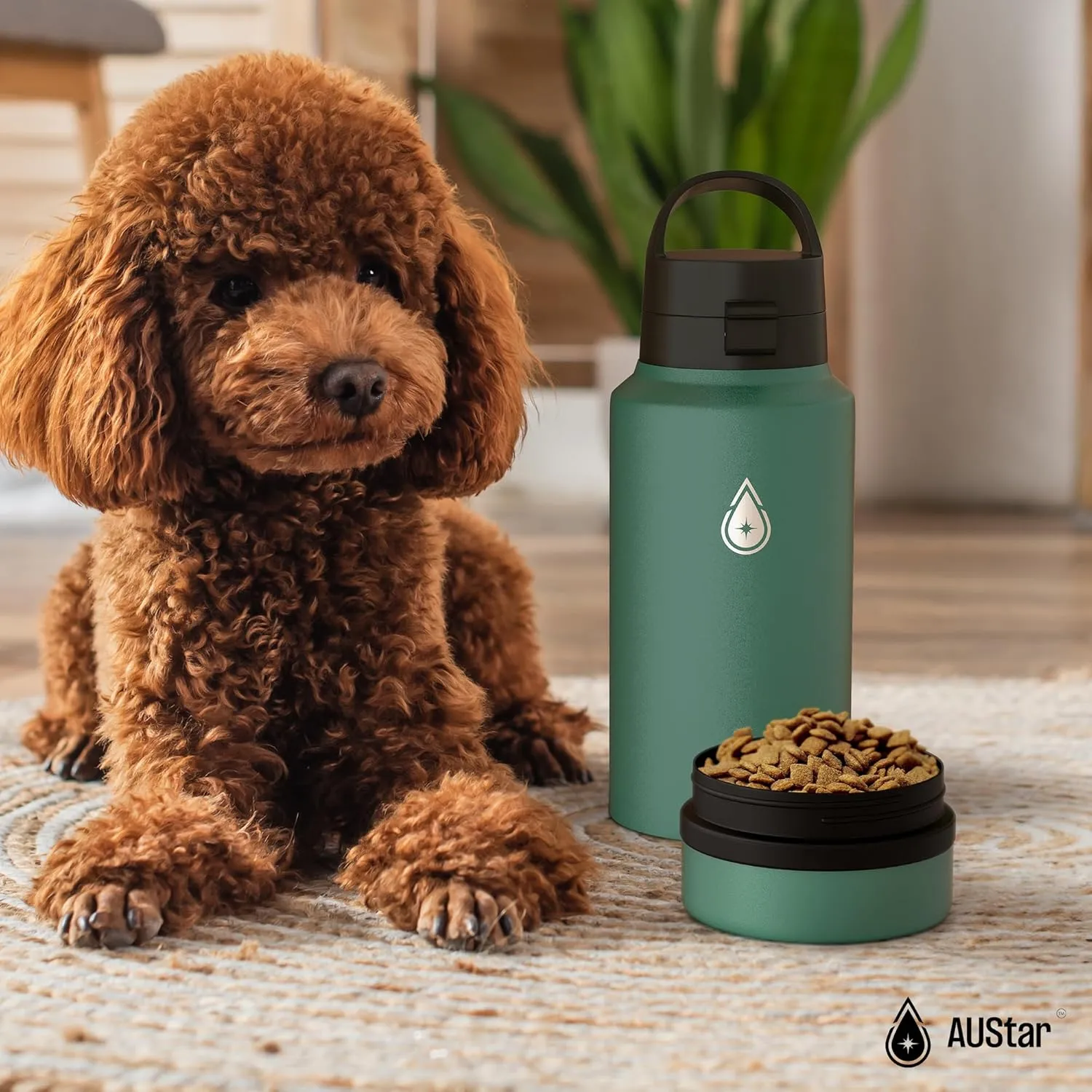 AUStar 26oz Sports Insulated Water Bottle with Hidden Storage, Hot and Cold Water Bottle, BPA-free and Lead-Free, with 3 Lid Option and a Silicone Boot (Matcha), AUBC005