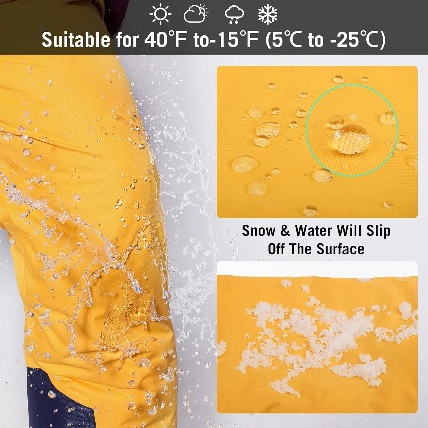 baleaf Men's Ski Bibs Insulated Waterproof Coveralls Overalls Cargo Pockets Ripstops Snow Pants Warm Skiing Suits Ice Work