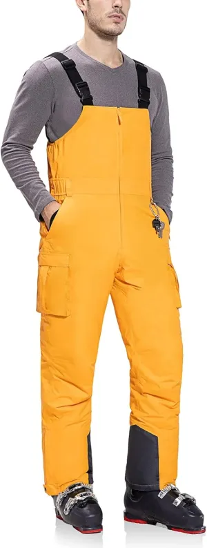 baleaf Men's Ski Bibs Insulated Waterproof Coveralls Overalls Cargo Pockets Ripstops Snow Pants Warm Skiing Suits Ice Work