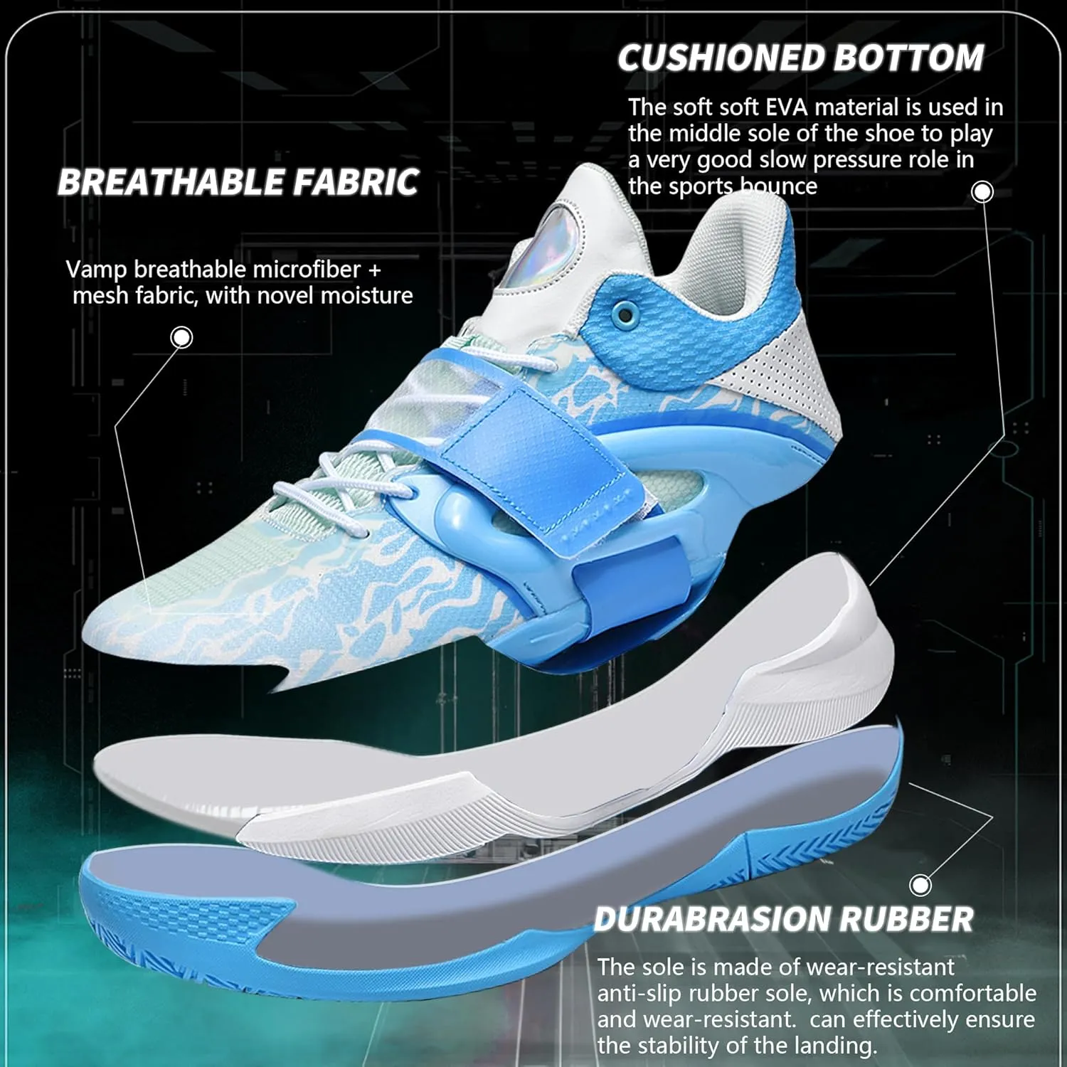 Basketball Shoes for Men Lightweight Durable for Outdoor Sports Training Matches
