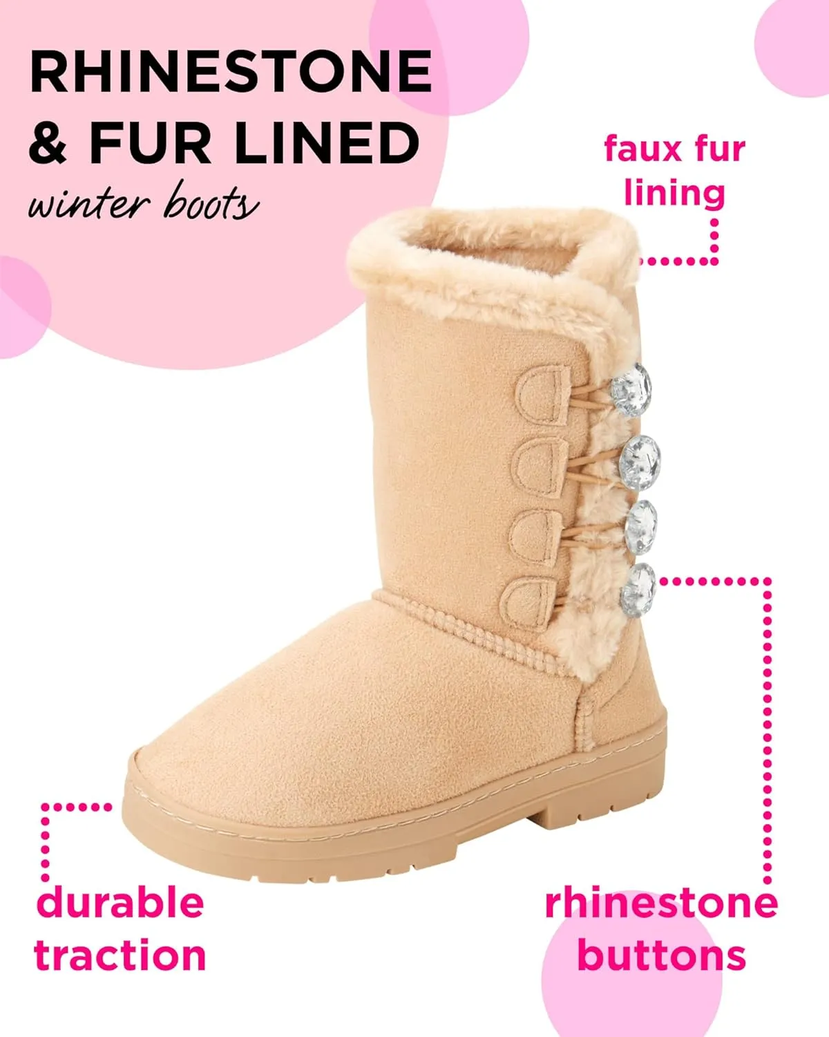 bebe Girl's Fur Lined Winter Boot with Rhinestone Details (Toddler/Little Girl/Big Girl)