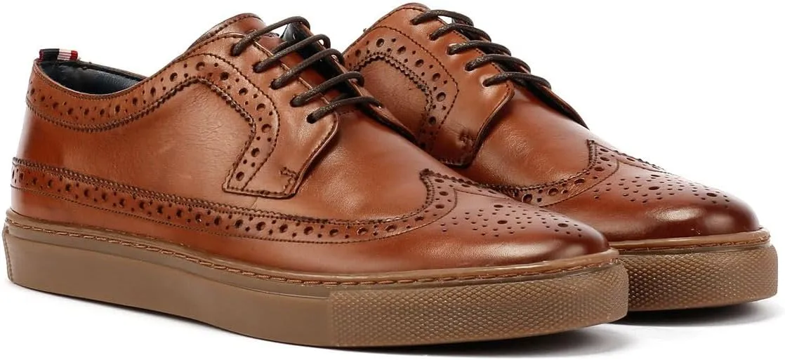 Ben Sherman Preston Leather Men's Reddish Brown Lace-Up Shoes - US 11