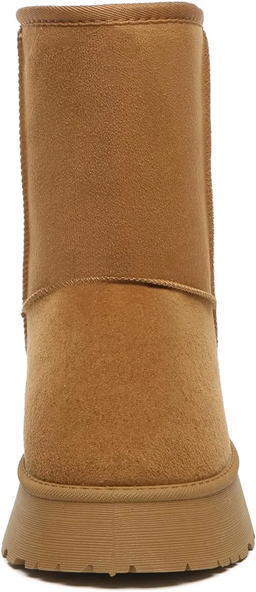 Bernal Mid-Calf Snow Boots for Women Platform Faux Fur Boots Slip-On Warm Comfortable Ankle Outdoor Shoes