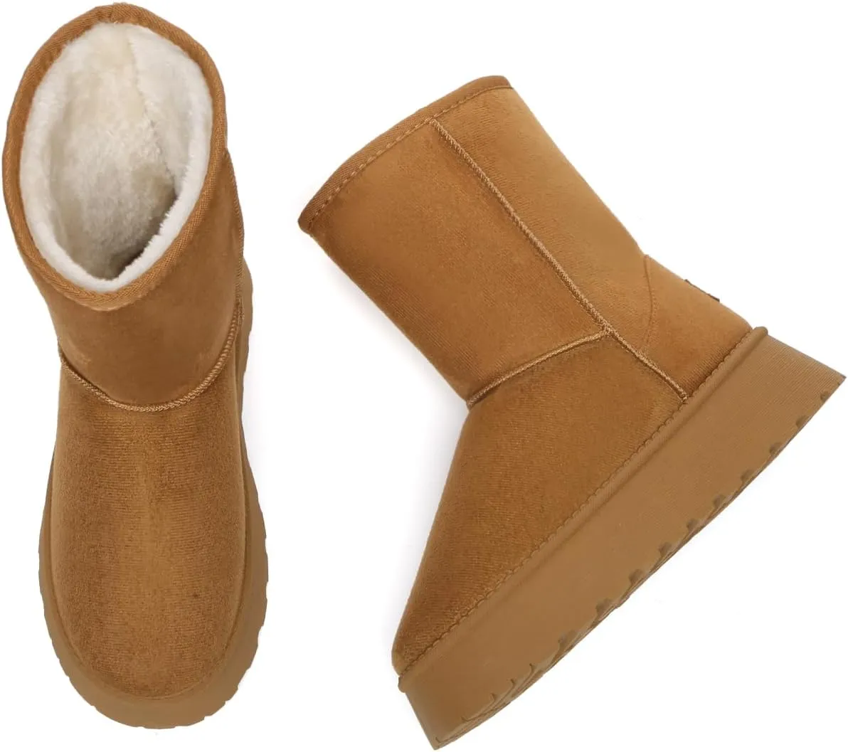 Bernal Mid-Calf Snow Boots for Women Platform Faux Fur Boots Slip-On Warm Comfortable Ankle Outdoor Shoes