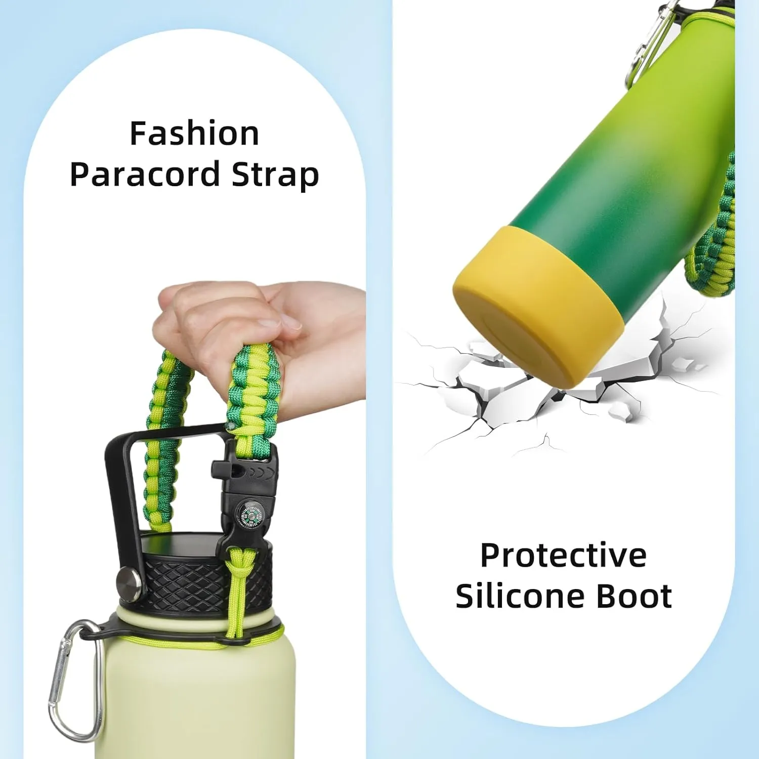 BJPKPK Water Bottle with Straw Lid, 18oz Insulated Water Bottles with 3 Lids, Paracord Handle & Non-slip Boot, Metal Stainless Steel Thermos, BPA Free Leak Proof Cups, Tumblers,Cherry