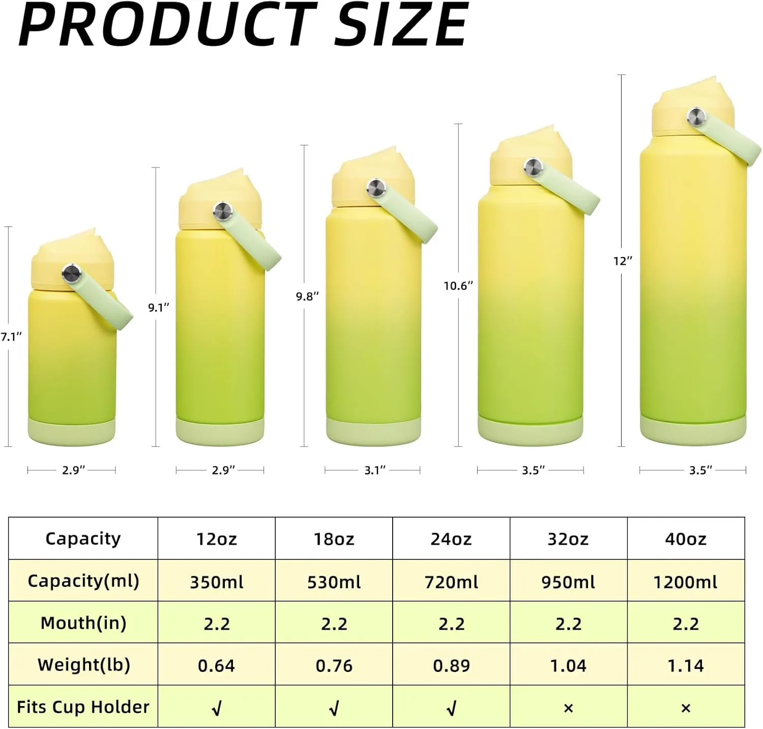 BJPKPK Water Bottle with Straw Lid, 24oz Vacuum Insulated Water Bottles, Metal Stainless Steel Thermos for Sports, Travel, BPA Free Leak Proof Thermos, Cups, Flasks, Tumblers,Fresh Green