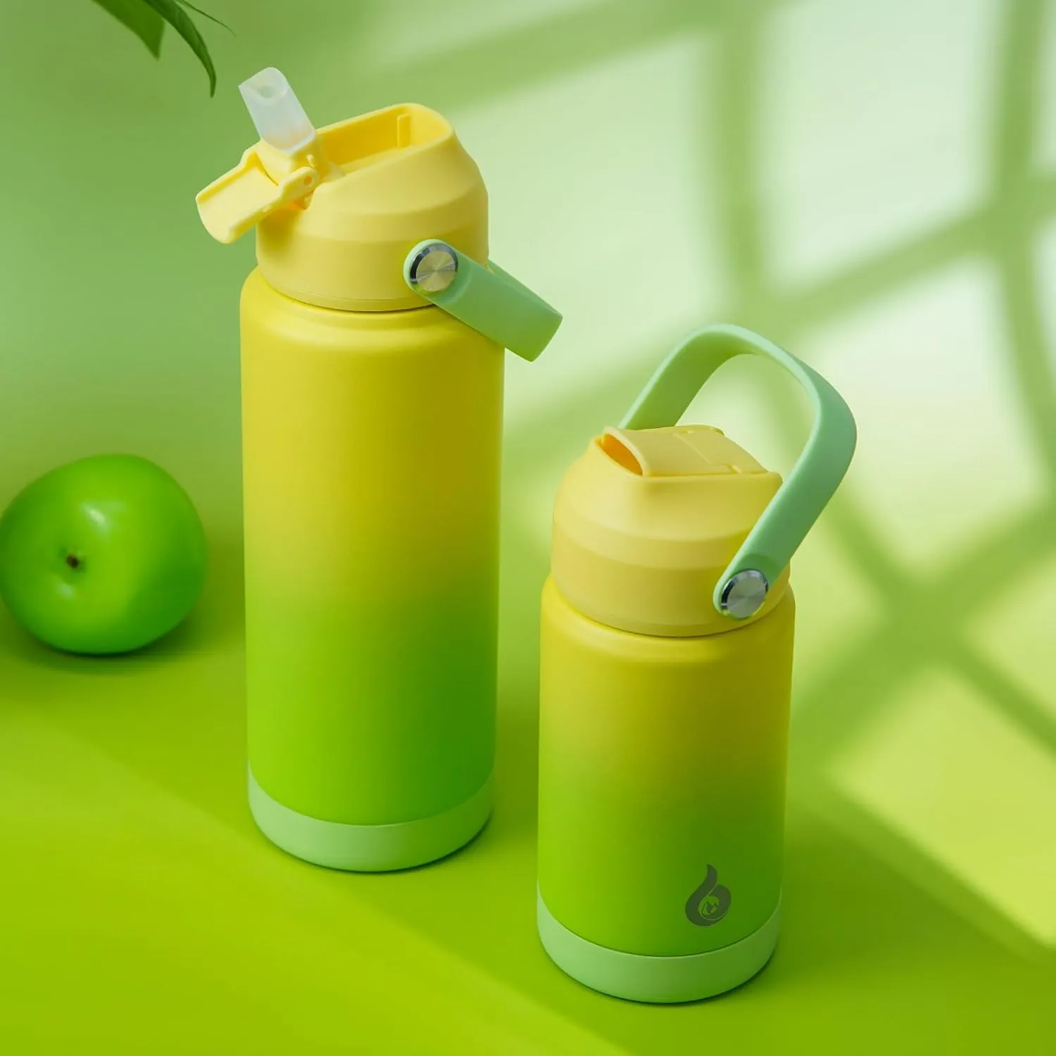BJPKPK Water Bottle with Straw Lid, 24oz Vacuum Insulated Water Bottles, Metal Stainless Steel Thermos for Sports, Travel, BPA Free Leak Proof Thermos, Cups, Flasks, Tumblers,Fresh Green