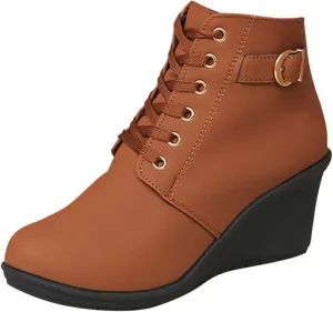 Black Ankle Boots for Women Wedge Boots for Women Fashion Women Square Heels Zipper Short Booties Round Toe Shoes