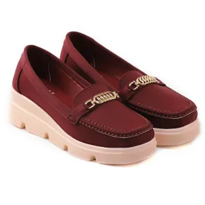 Camia Maroon women wedge Loafer shoes