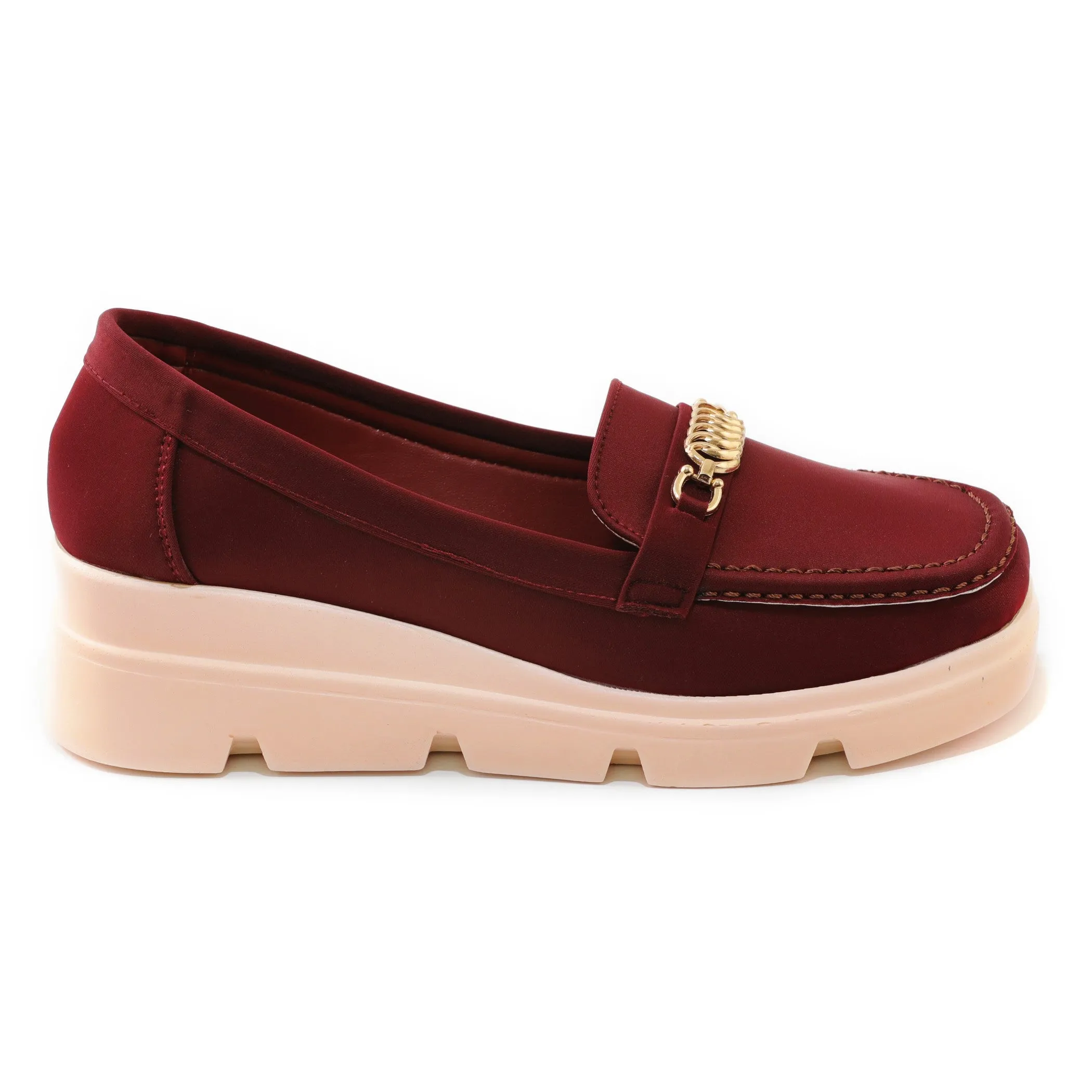 Camia Maroon women wedge Loafer shoes