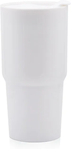 Ceramic Double Wall Insulated Travel Coffee Cup with Slider Lid & Silicone Boot, 16 fl.oz Grande Mug (Glossy White)
