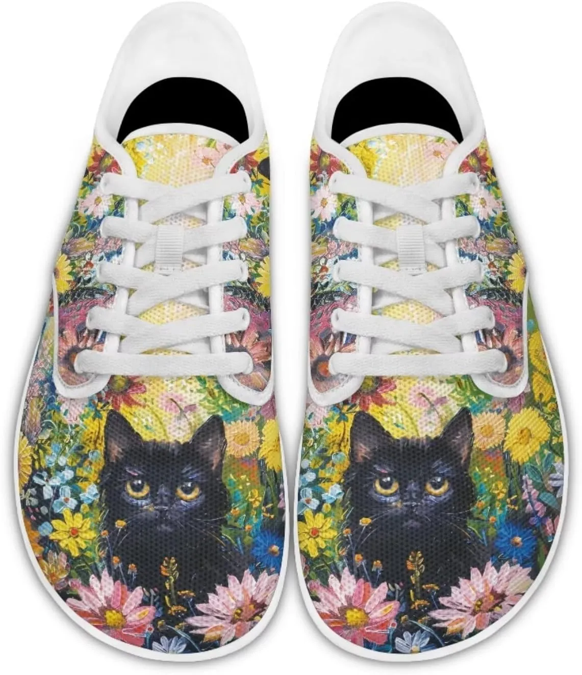 chaqlin Womens Fitness Shoes Non Slip Cat Pattern Low Top Athletic Sneaker Casual Flat Walking Running Tennis Shoe