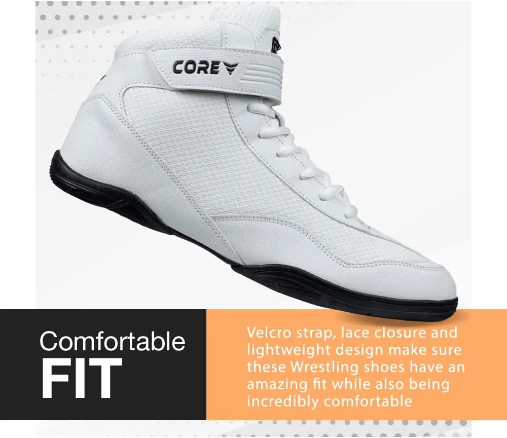 CORE Wrestling Shoes – High Traction Wrestling Shoes for Men, Women, Youth & Kids - Durable Shoes for Wrestling, Boxing, Weightlifting & Bodybuilding – Combat Sports Footwear, Lightweight Gym Shoes