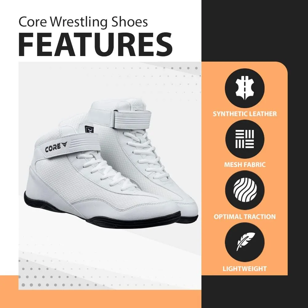 CORE Wrestling Shoes – High Traction Wrestling Shoes for Men, Women, Youth & Kids - Durable Shoes for Wrestling, Boxing, Weightlifting & Bodybuilding – Combat Sports Footwear, Lightweight Gym Shoes
