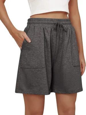 Cowasto Womens Cotton Sweat Shorts Casual Summer Loose Athletic Short Drawstring Waist Lounge Running Shorts with Pockets