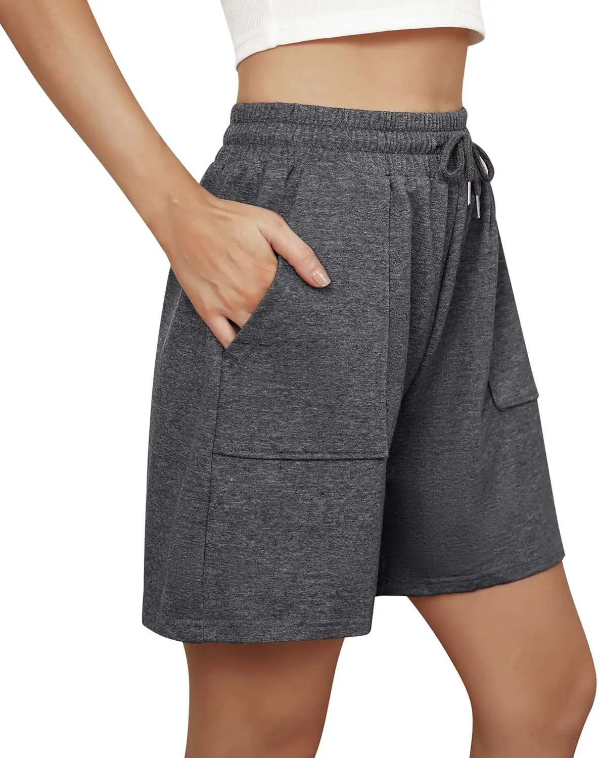 Cowasto Womens Cotton Sweat Shorts Casual Summer Loose Athletic Short Drawstring Waist Lounge Running Shorts with Pockets