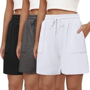 Cowasto Womens Cotton Sweat Shorts Casual Summer Loose Athletic Short Drawstring Waist Lounge Running Shorts with Pockets