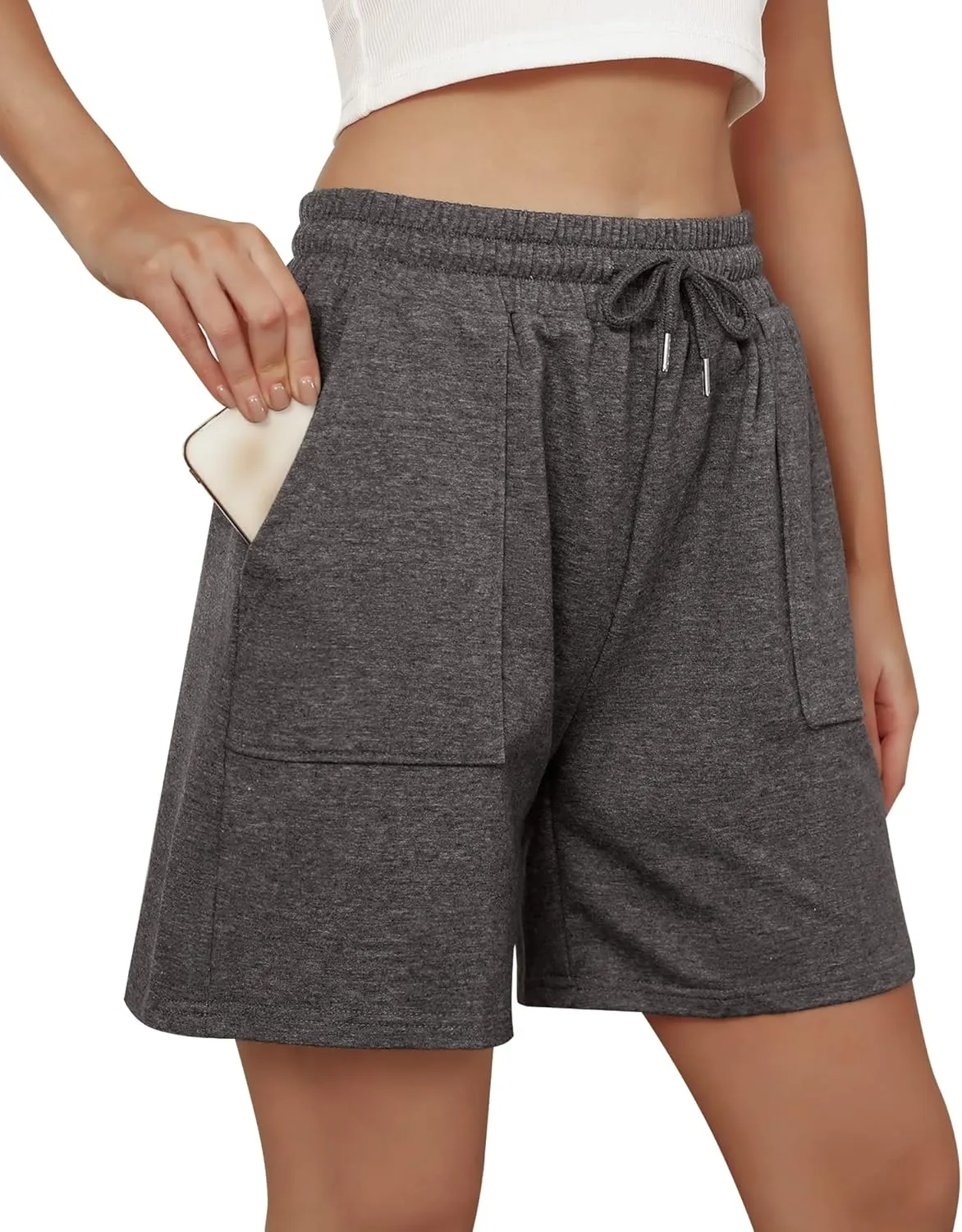 Cowasto Womens Cotton Sweat Shorts Casual Summer Loose Athletic Short Drawstring Waist Lounge Running Shorts with Pockets