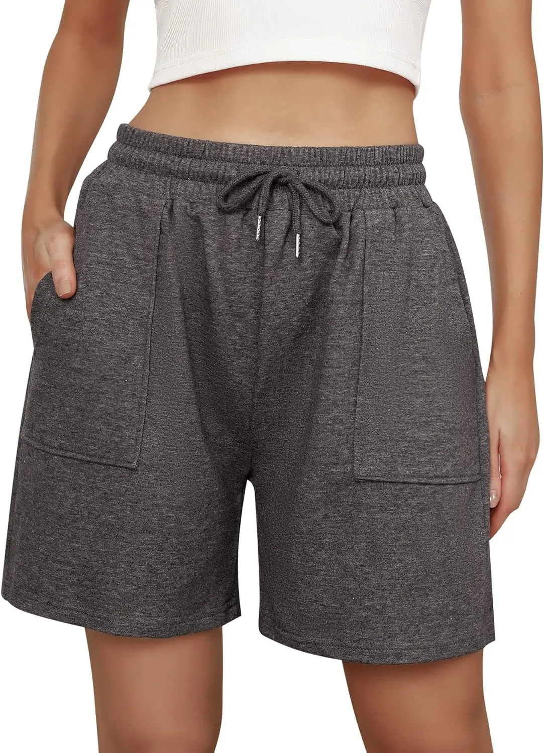 Cowasto Womens Cotton Sweat Shorts Casual Summer Loose Athletic Short Drawstring Waist Lounge Running Shorts with Pockets