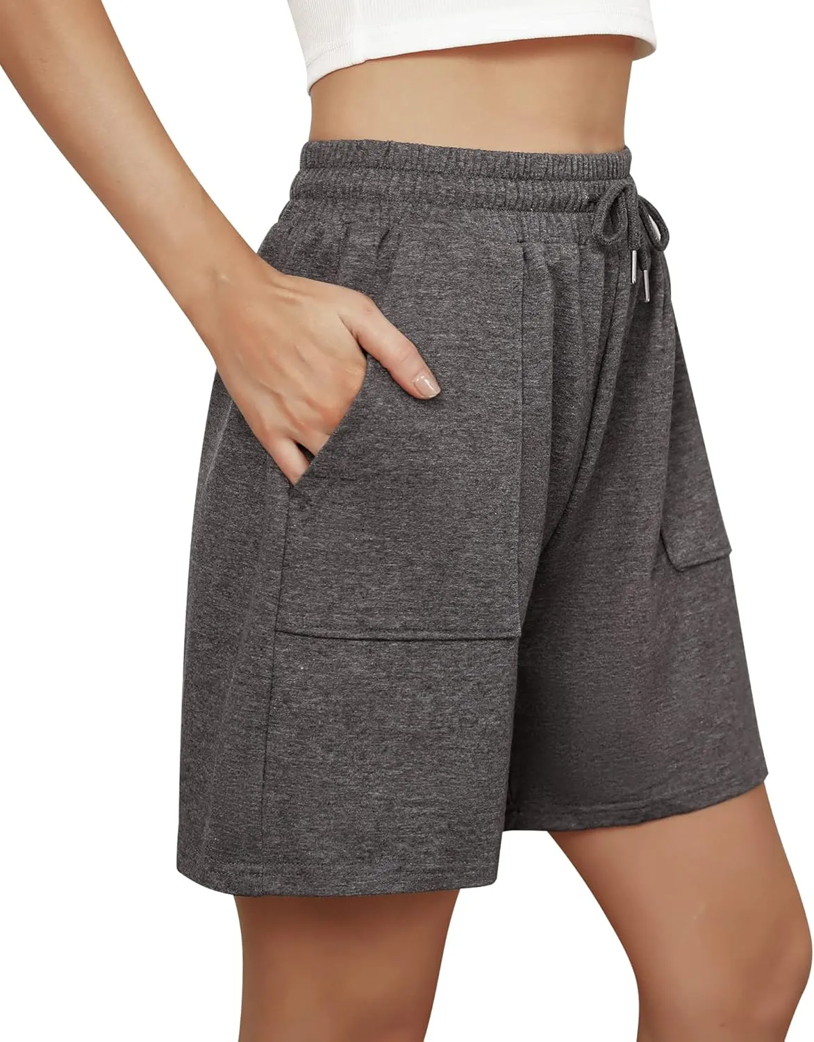 Cowasto Womens Cotton Sweat Shorts Casual Summer Loose Athletic Short Drawstring Waist Lounge Running Shorts with Pockets