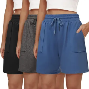 Cowasto Womens Cotton Sweat Shorts Casual Summer Loose Athletic Short Drawstring Waist Lounge Running Shorts with Pockets