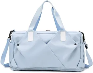 CSCDD Women Gym Bag Sports Fitness Handbag Training Bags for Shoes Travel Dry and Wet Yoga Mat(Blue)