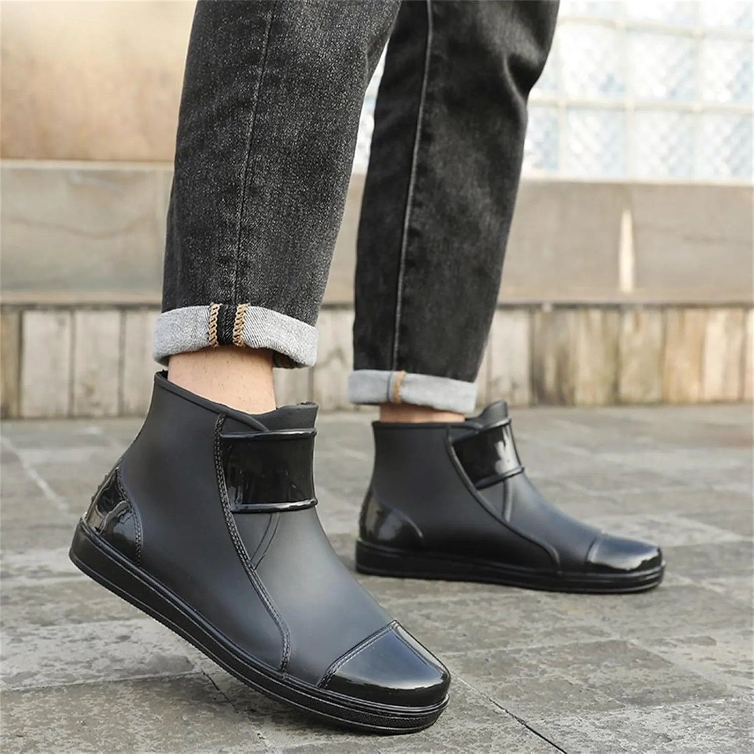 Deck Boots for Men Waterproof Rain Boots Comfortable Fishing Loafers Non Slip Boat Shoes for Fishing Gardening