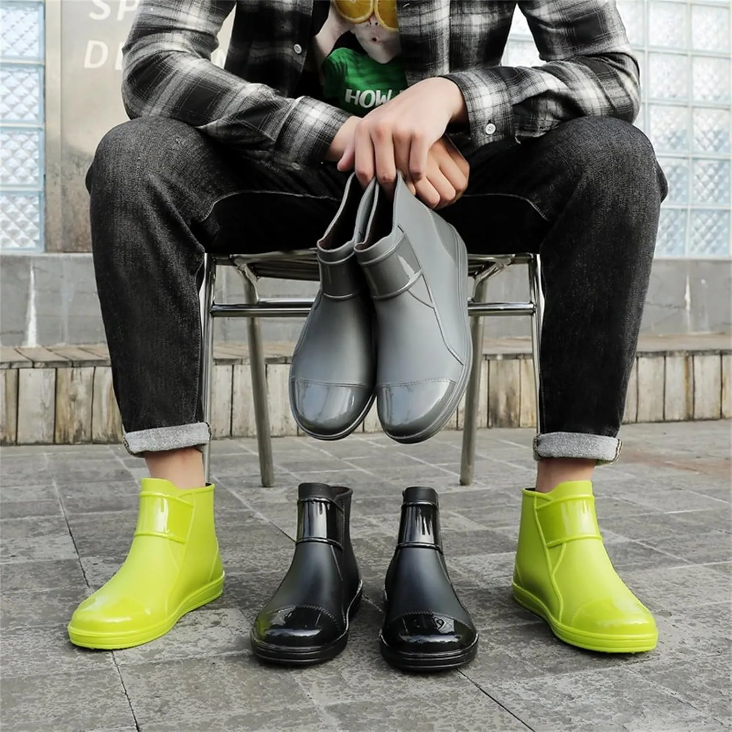Deck Boots for Men Waterproof Rain Boots Comfortable Fishing Loafers Non Slip Boat Shoes for Fishing Gardening