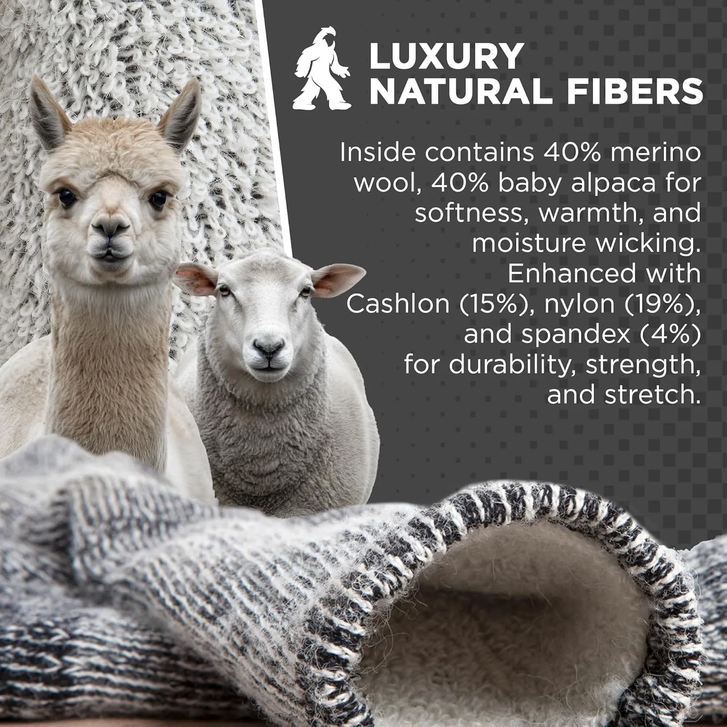 Desert Breeze Distributing Wildside Wool - The Mountaineer Alpaca and Merino Wool Boot Socks for Men and Women - Sizes S-XL