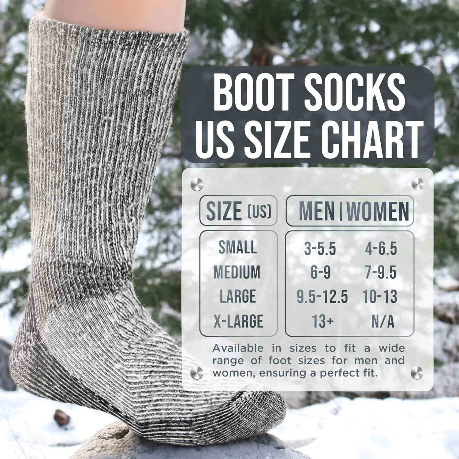 Desert Breeze Distributing Wildside Wool - The Mountaineer Alpaca and Merino Wool Boot Socks for Men and Women - Sizes S-XL